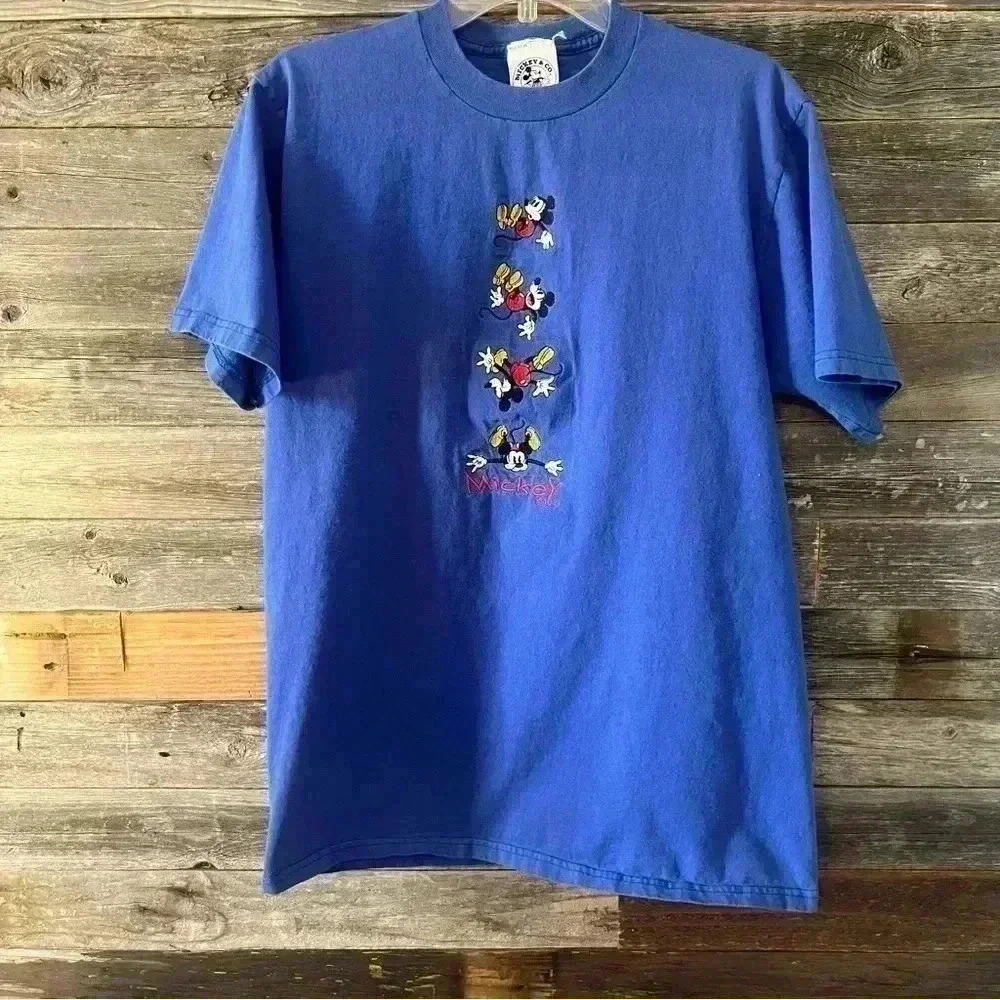 Vintage Disney Mickey Mouse  Embroidered Women’s  T-Shirt Size L Made In USA